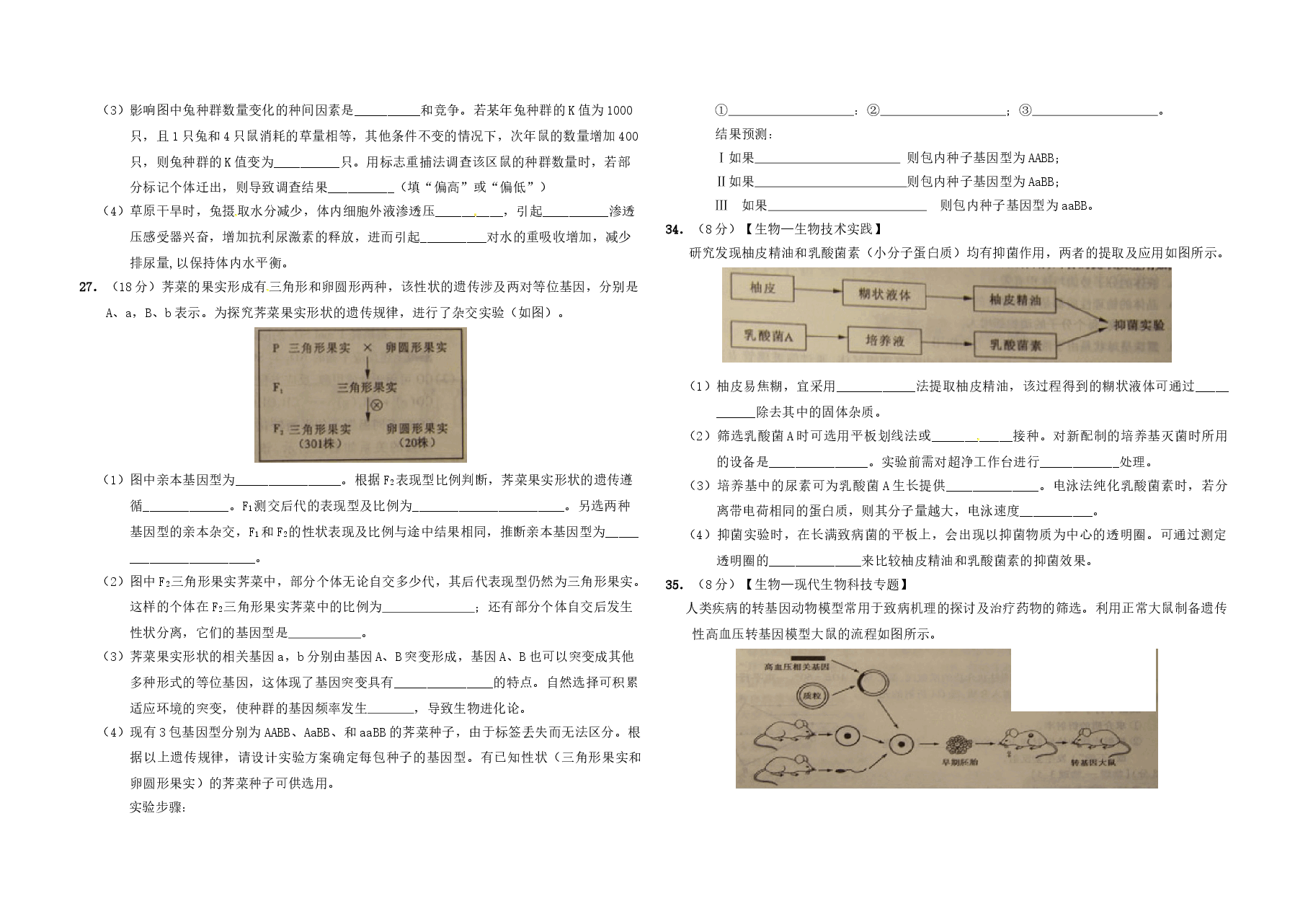 2011年高考真题 生物(山东卷)(原卷版).doc,第2页预览