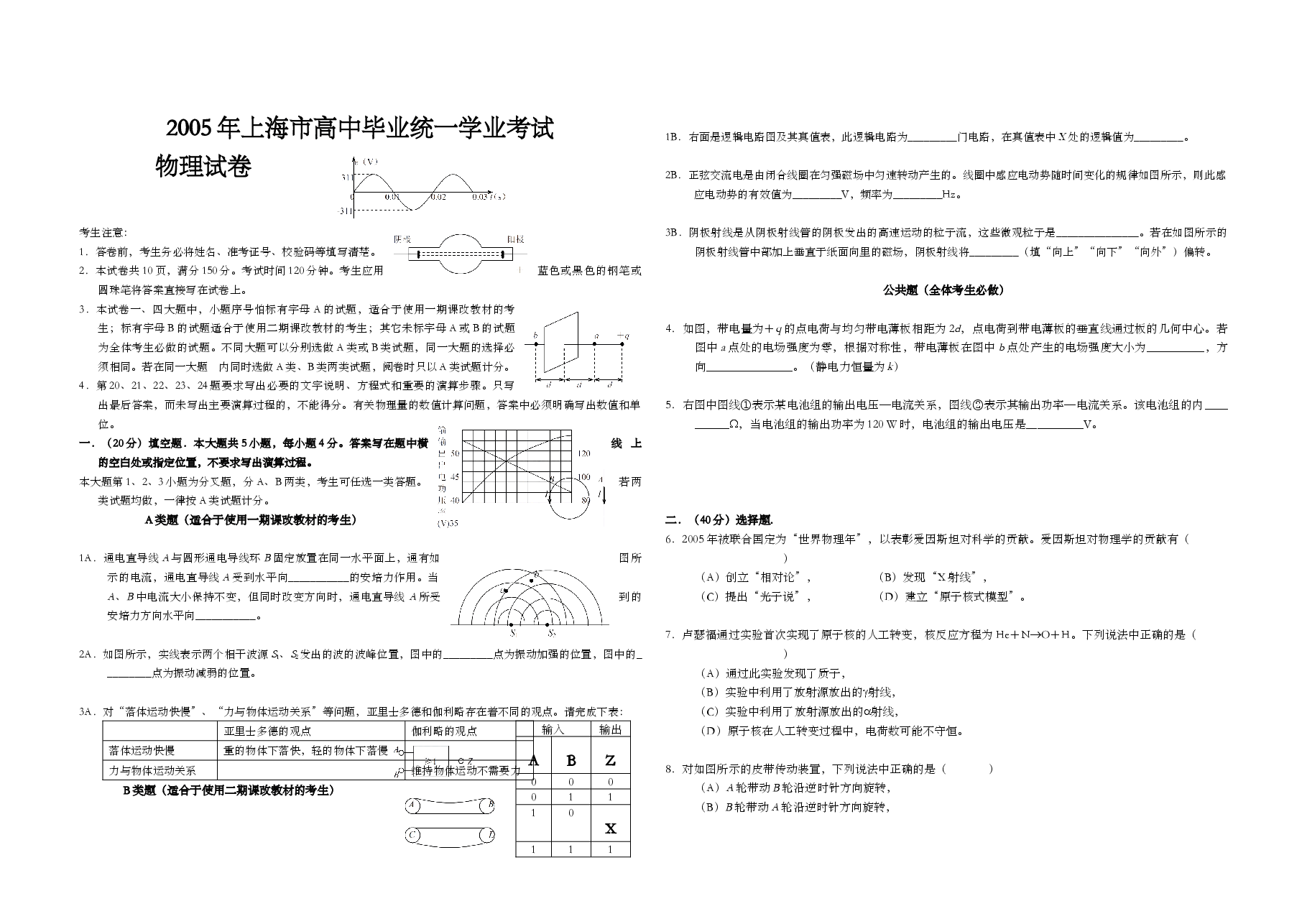 2005年上海市高考物理试题及答案.doc,第1页预览