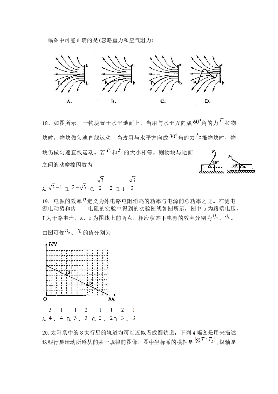 2010年普通高等学校招生全国统一考试【陕西物理真题+答案】.docx，第2页预览