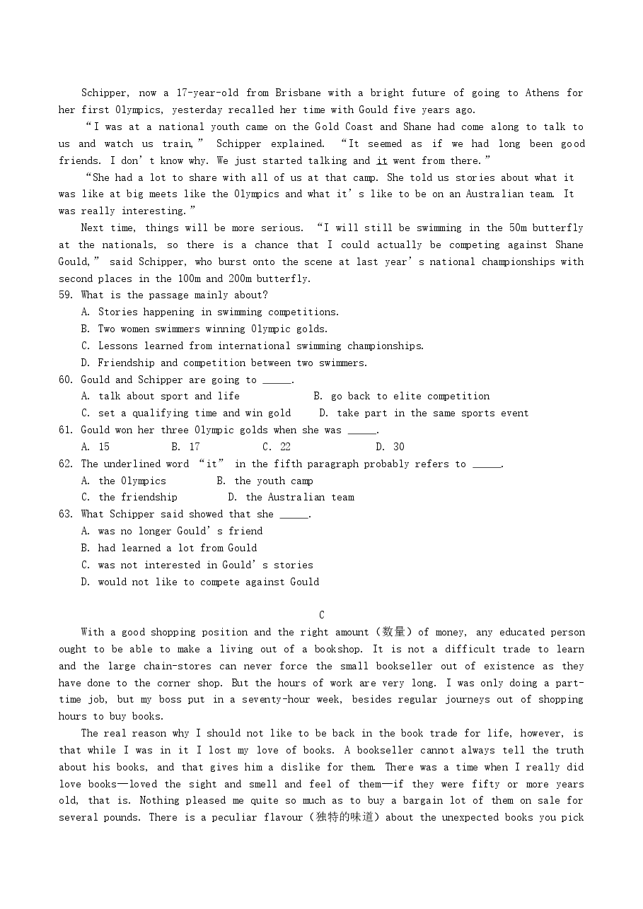 2004年天津高考英语真题及答案.doc,第4页预览