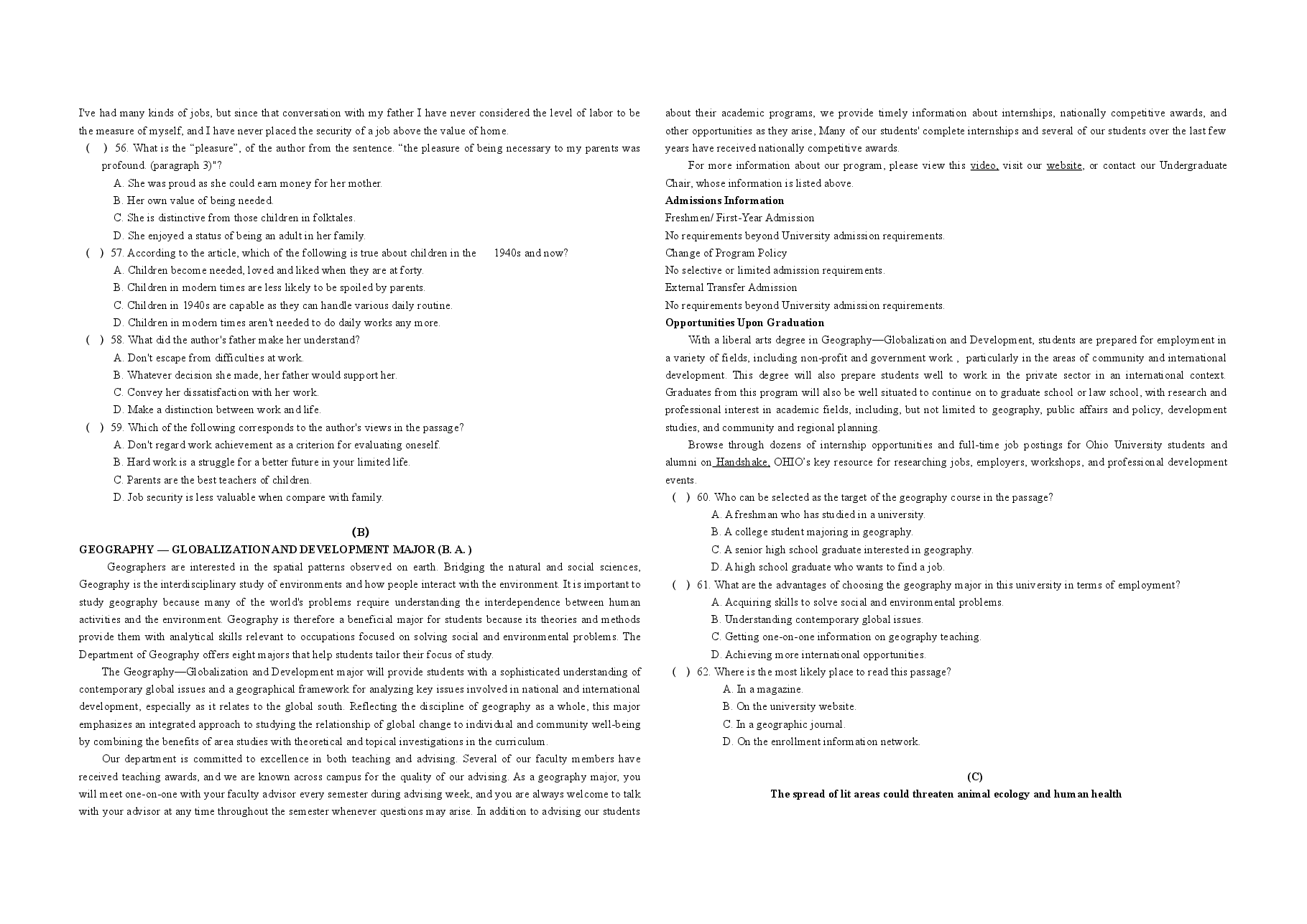 2019年上海高考英语试题及答案.doc,第4页预览