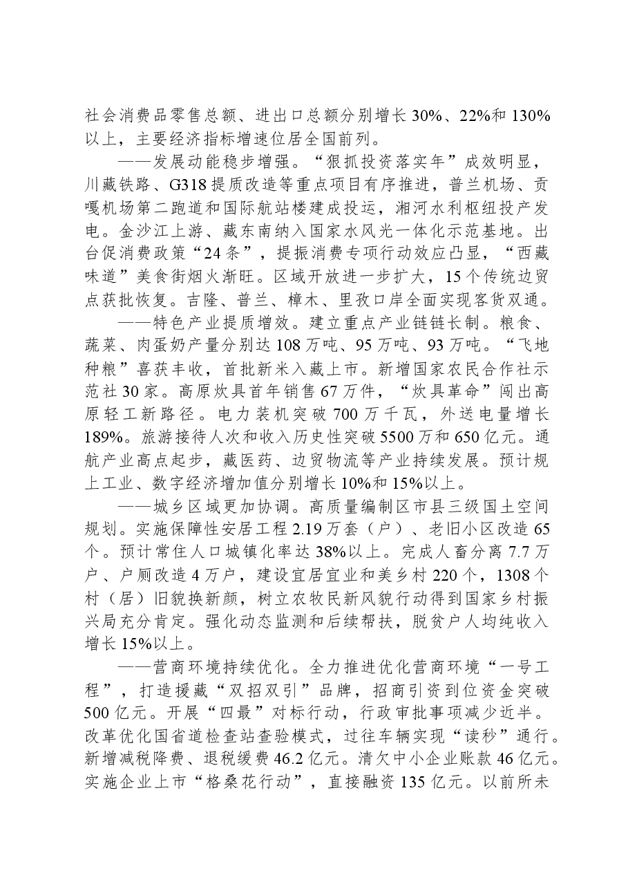 2024年西藏自治区政府工作报告.docx，第2页预览