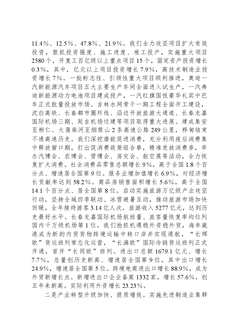 2024年吉林省政府工作报告.docx,第2页预览