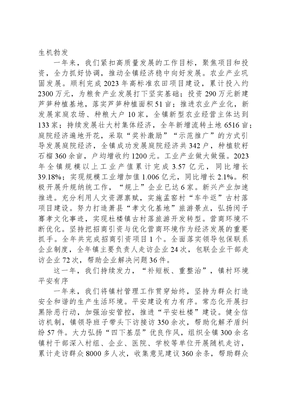 2024年杜楼镇政府工作报告.docx,第2页预览
