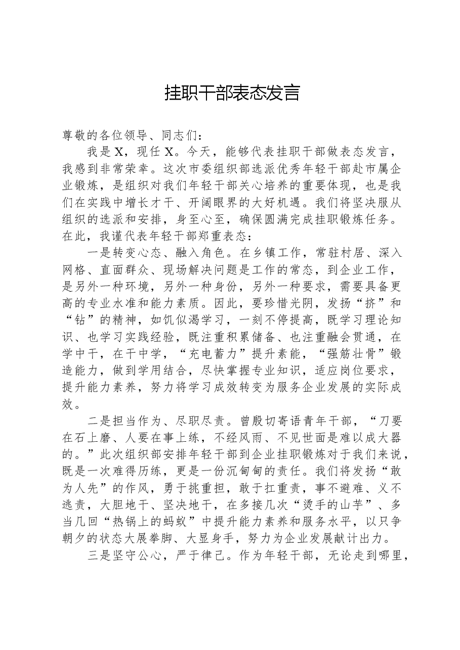 挂职干部表态发言.docx,第1页预览