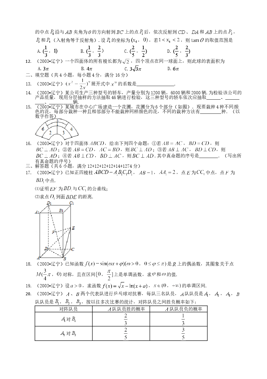 2003年辽宁高考数学真题及答案.doc,第2页预览