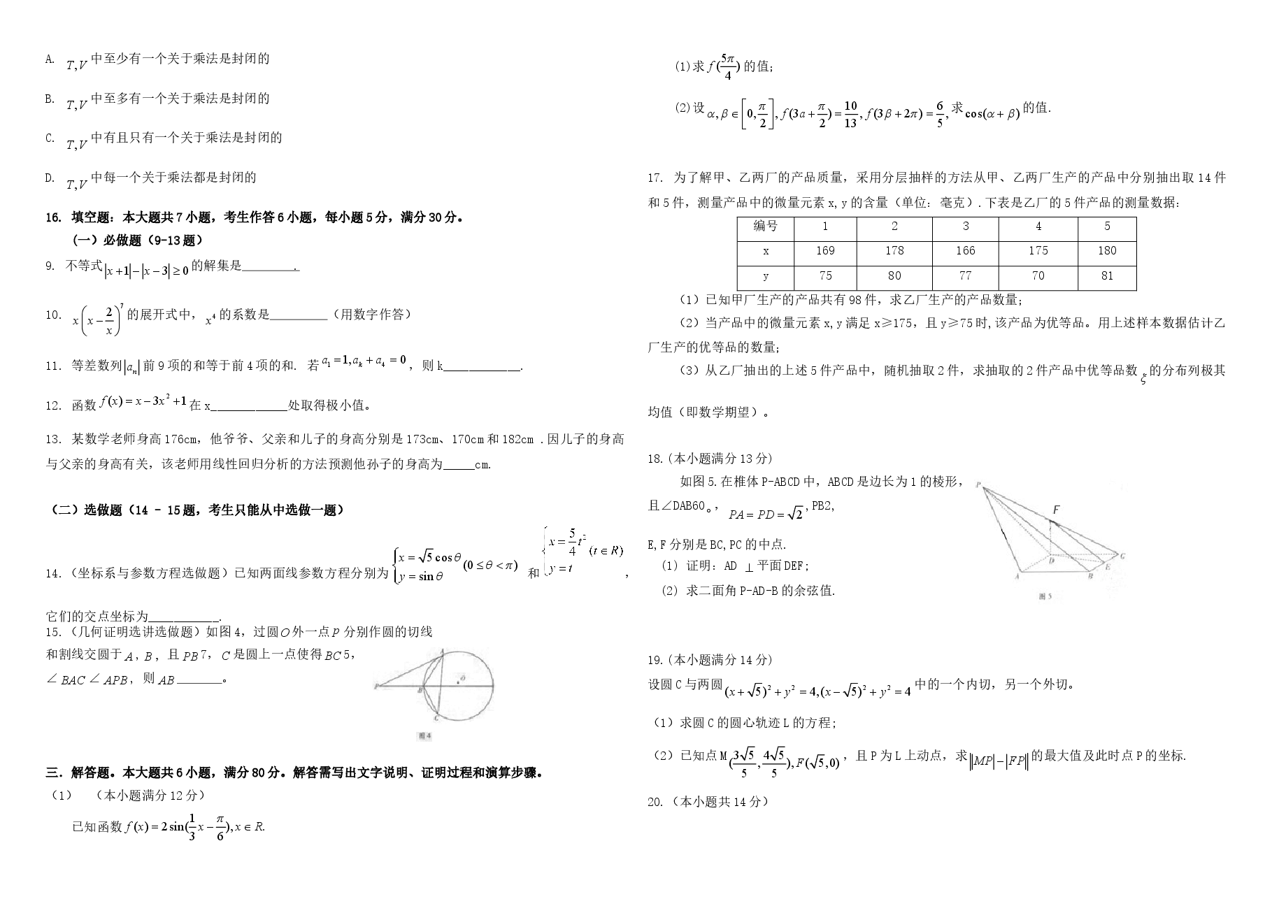 2011年广东高考(理科)数学(原卷版).doc,第2页预览