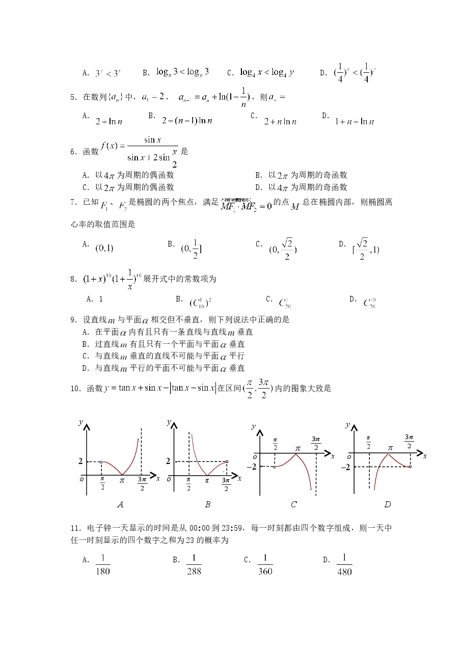 2008年江西高考文科数学真题及答案.doc,第2页预览