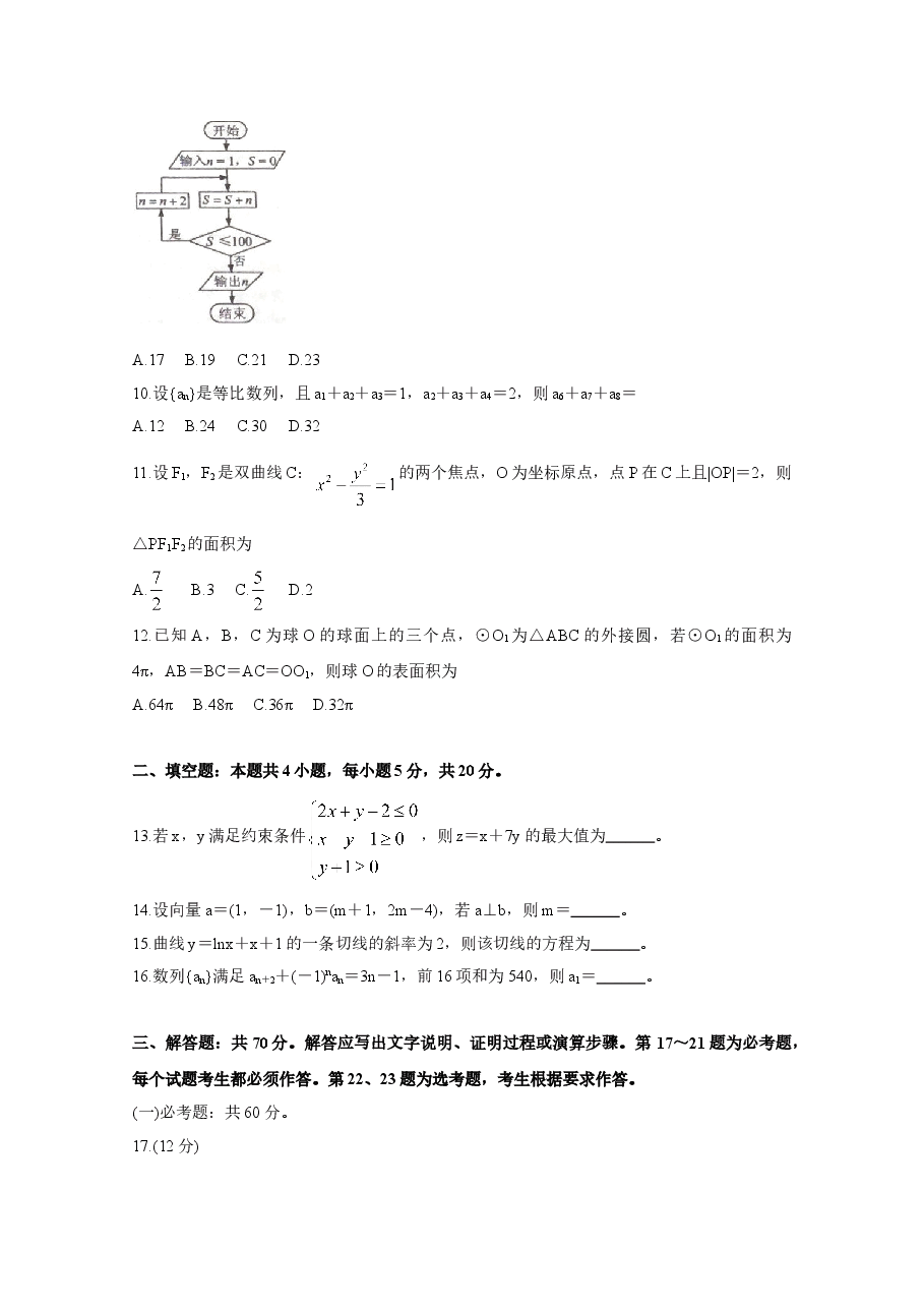 2020年高考真题——数学(文)(全国卷Ⅰ)+Word版含答案【KS5U+高考】.doc,第3页预览