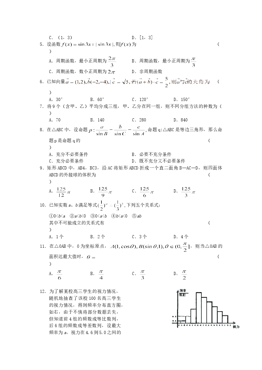 2005年江西高考文科数学真题及答案.doc,第2页预览