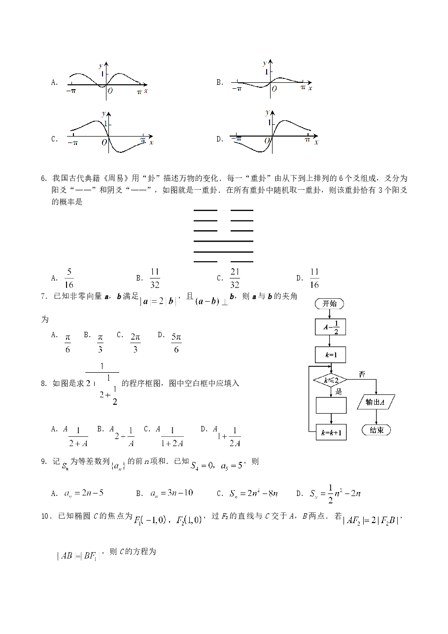 2019年江西高考理数真题及答案.doc,第2页预览