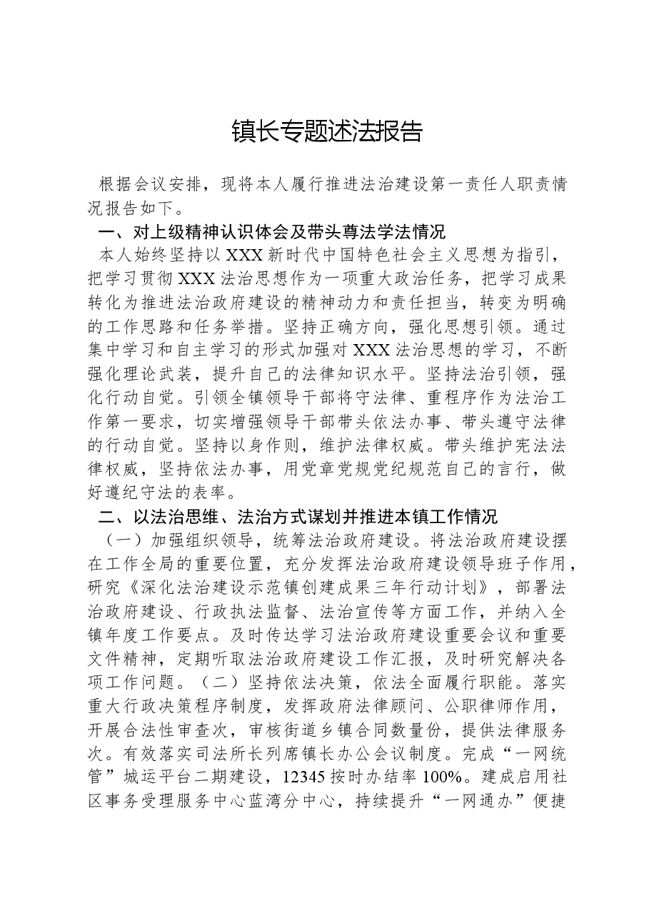 镇长专题述法报告.docx,第1页预览