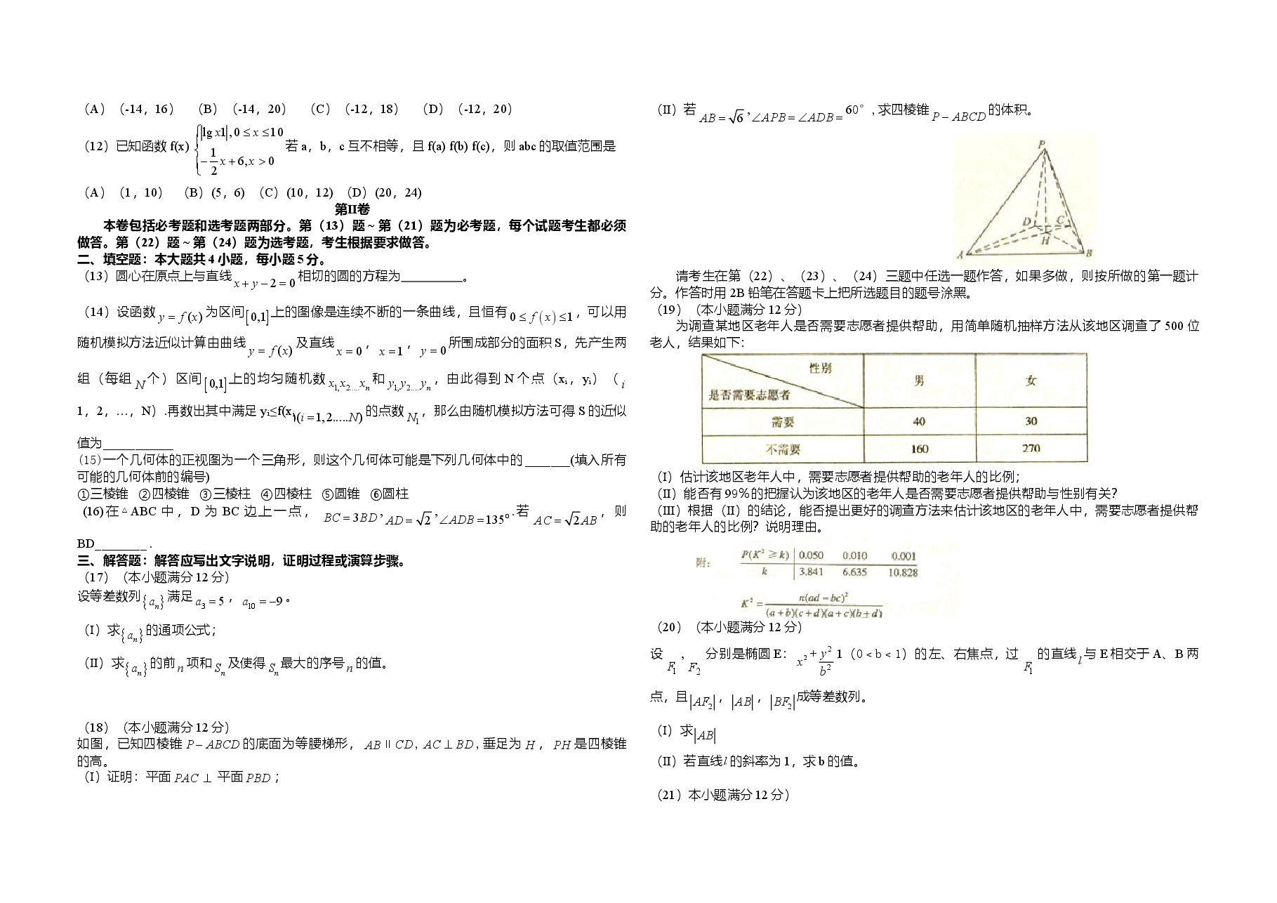 2010年海南省高考数学(原卷版)(文科).doc,第2页预览