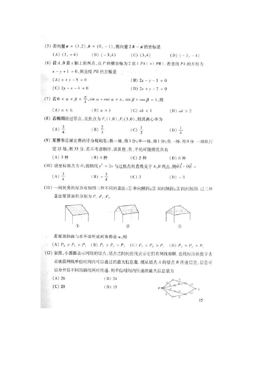 2001年天津高考文科数学真题及答案(图片版).doc,第2页预览