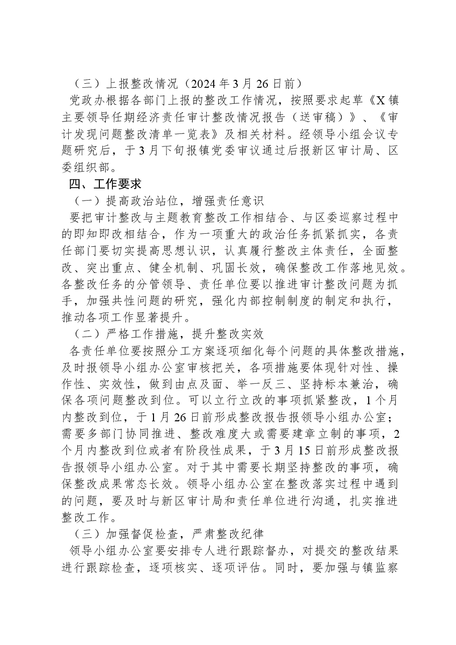 关于X镇主要领导任期经济责任审计整改落实方案的报告.docx,第3页预览