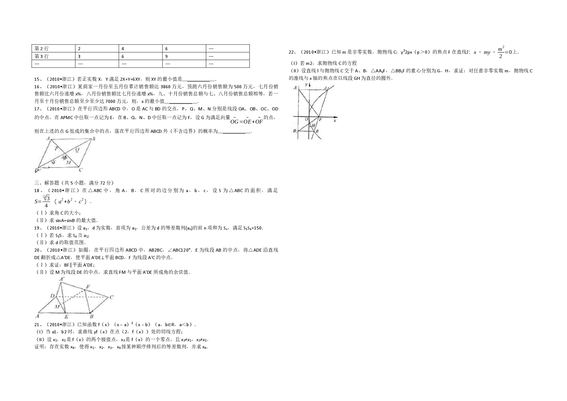 2010年浙江省高考数学【文】(原卷版).docx,第2页预览