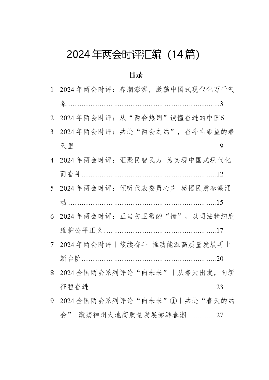 (14篇)2024年两会时评汇编.docx,第1页预览