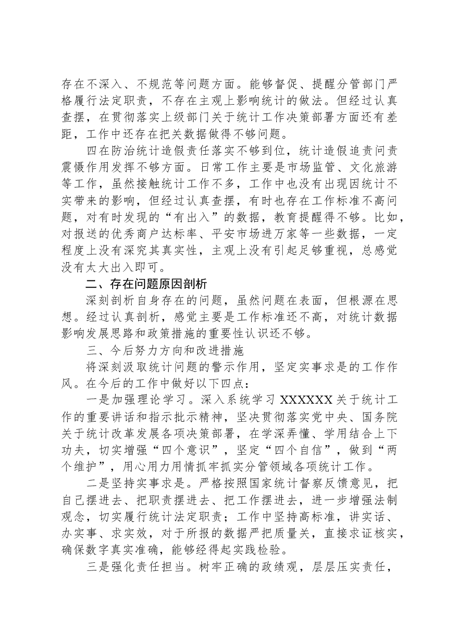 防治统计造假专题民主生活会个人发言材料.docx,第2页预览
