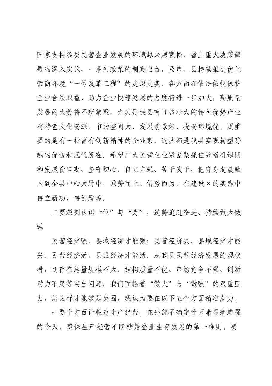 在2024年全县(区、市)民营企业发展座谈会议上的讲话.doc,第4页预览