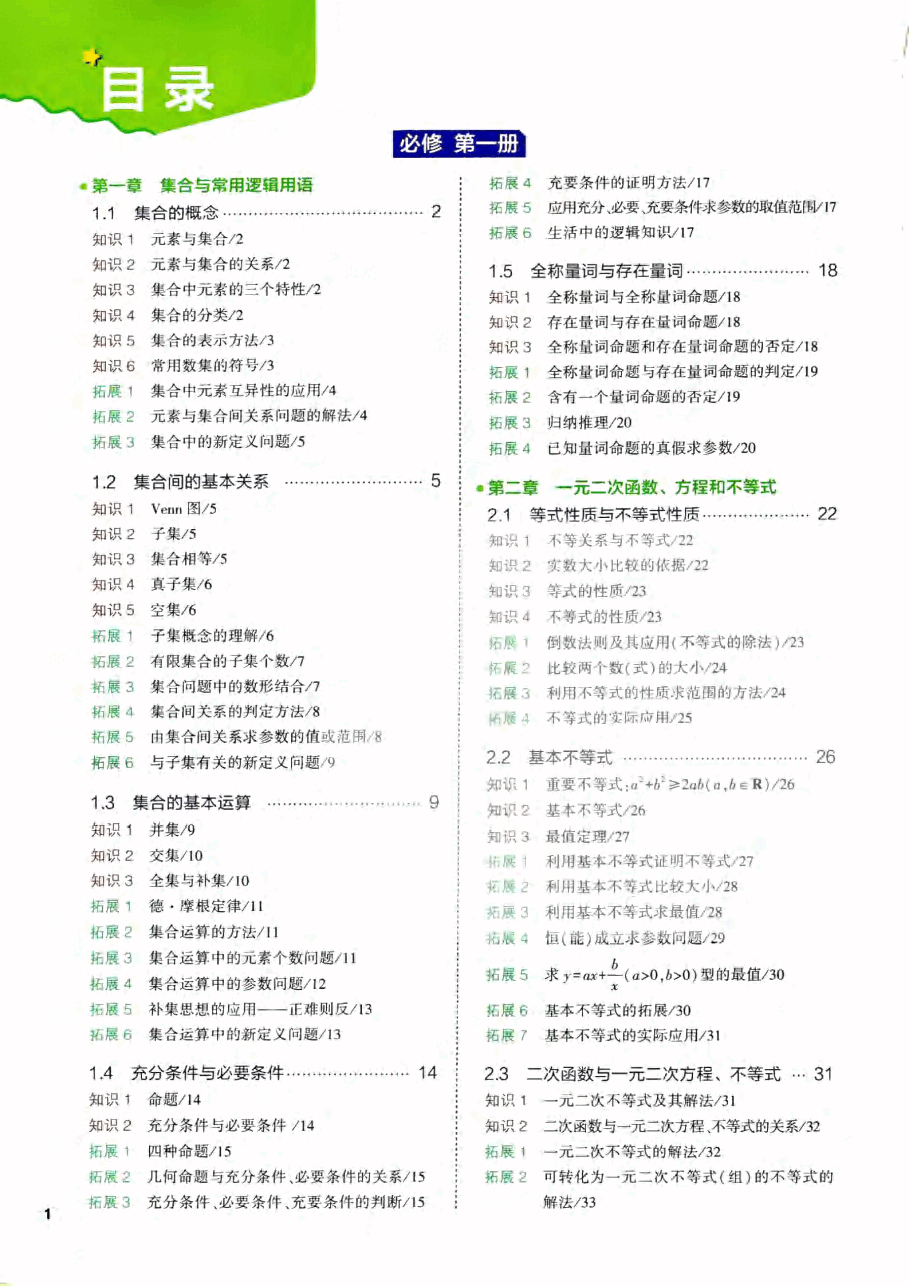 2023版《高中知识清单》数学(新教材版).pdf,第1页预览