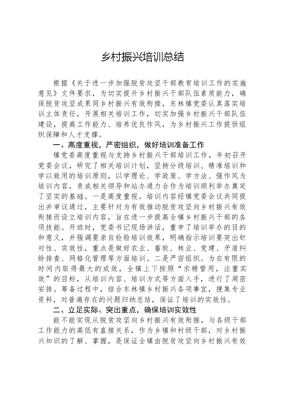 乡村振兴培训总结.docx,第1页预览