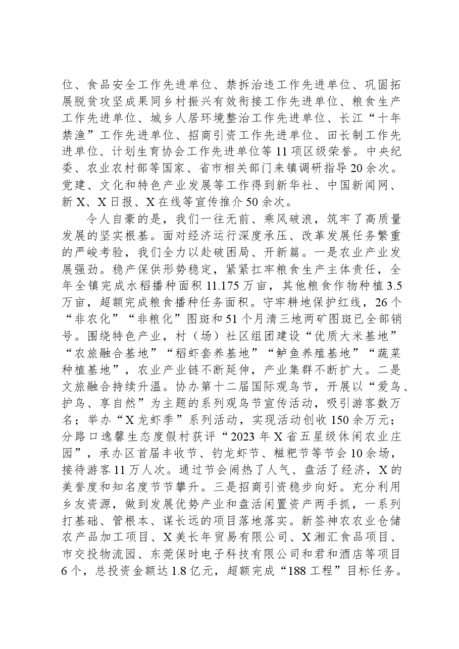 在X镇2024年高质量发展暨镇村负责干部大会上的讲话.docx，第2页预览