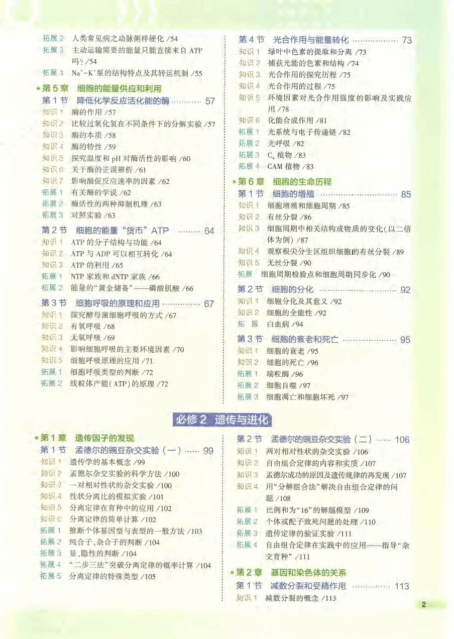 2023版《高中知识清单》生物(新教材版).pdf,第2页预览