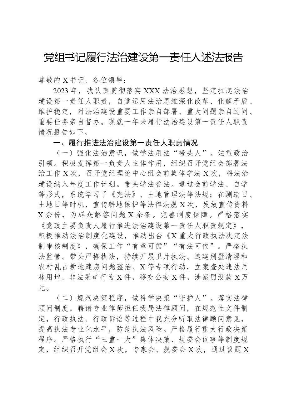 党组书记履行法治建设第一责任人述法报告.docx，第1页预览