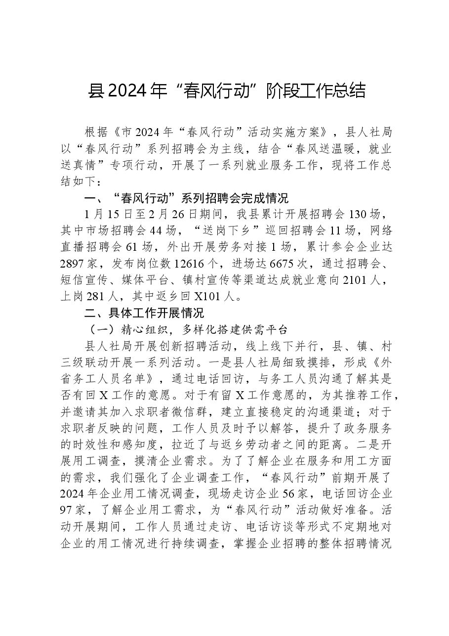 县2024年“春风行动”阶段工作总结.docx,第1页预览
