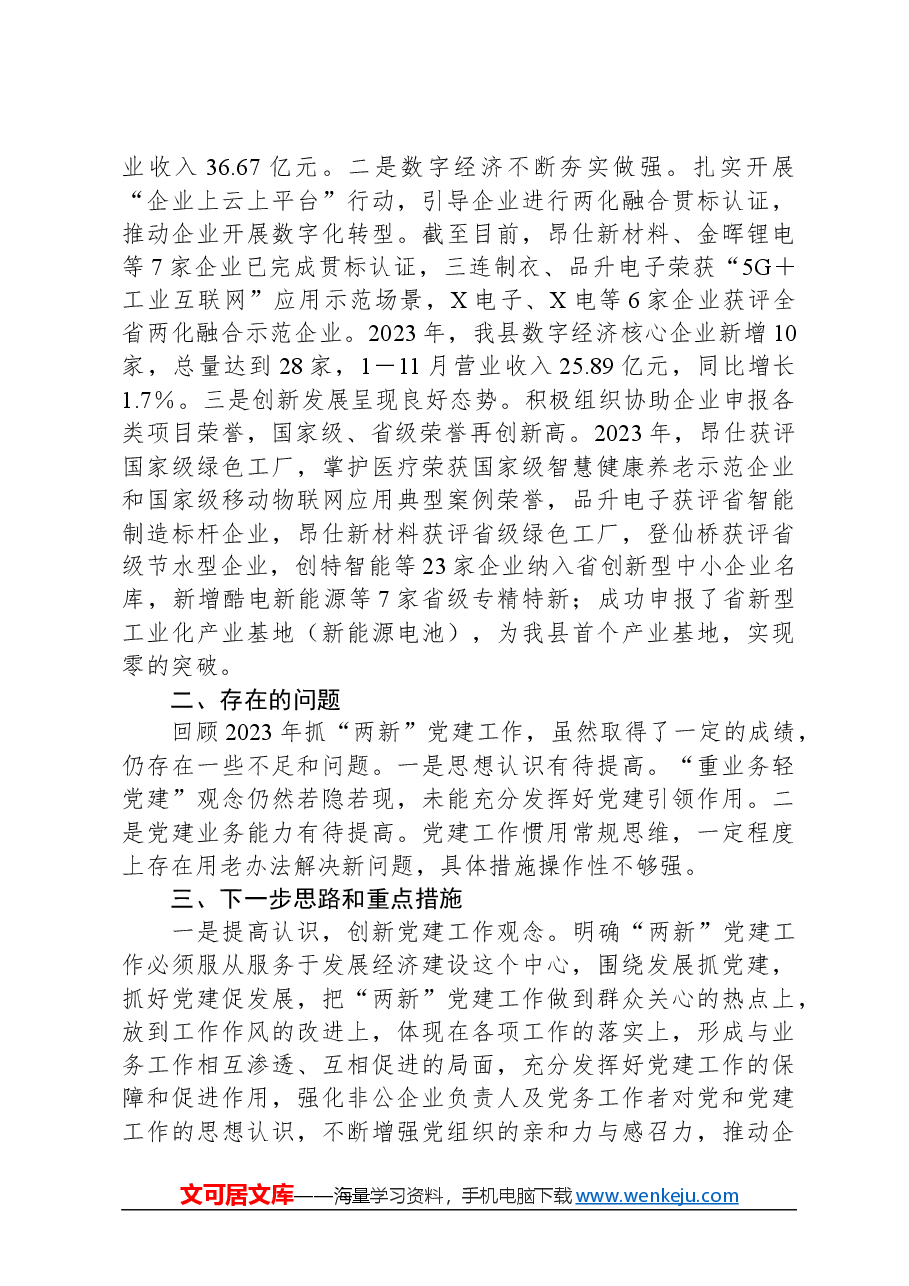 县工信局2023年抓“两新”党建工作述职报告.docx,第3页预览