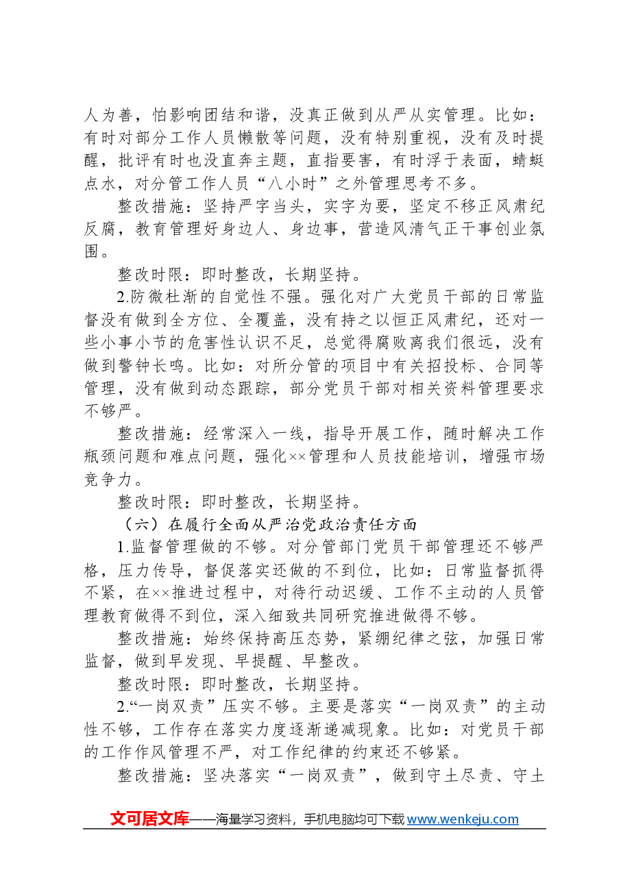 2023年主题教育专题民主生活会领导干部个人整改清单.docx,第4页预览