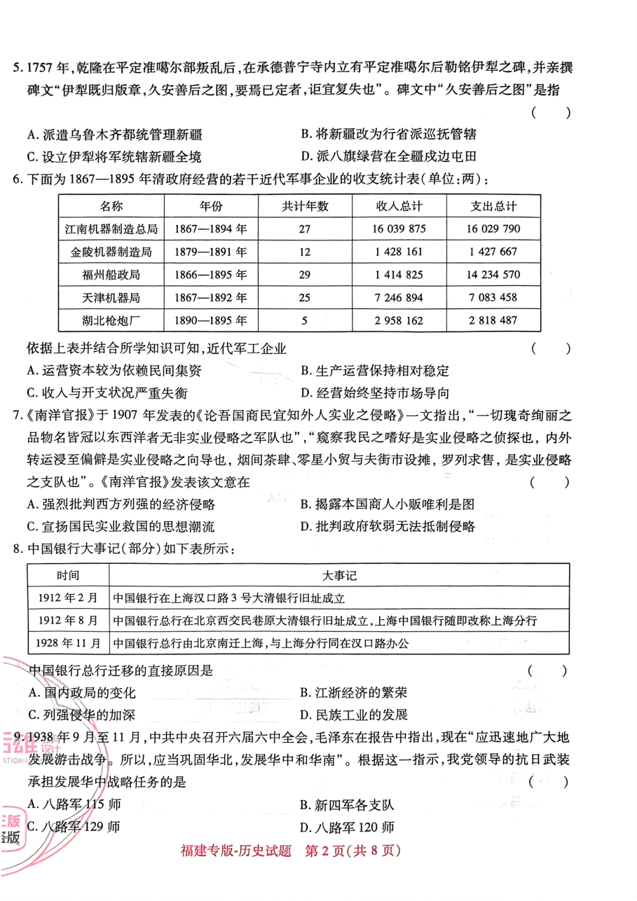 高考押题卷2023--福建专版-历史.pdf,第2页预览