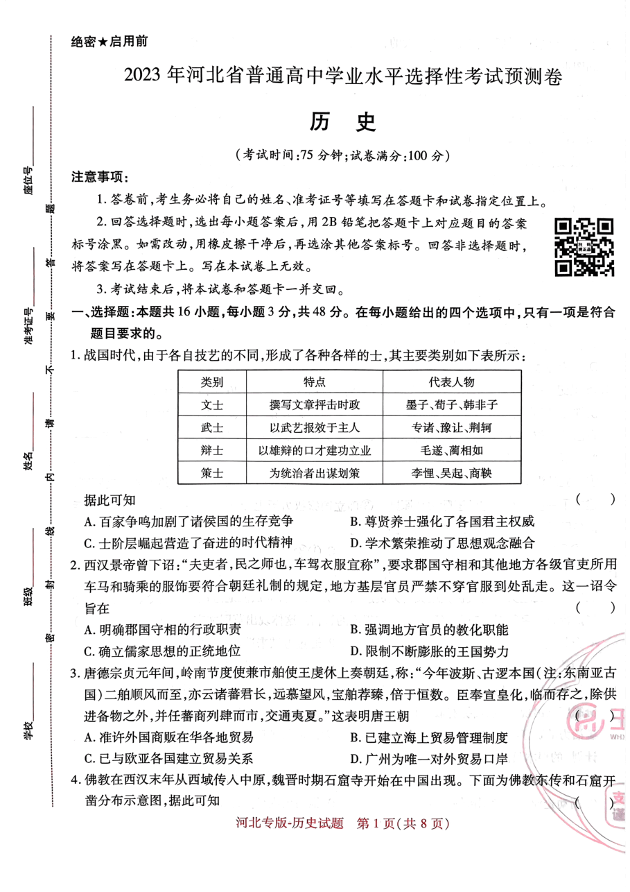 高考押题卷2023--河北专版历史.pdf,第1页预览