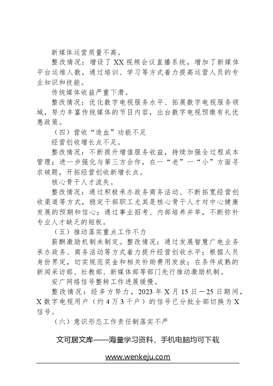 市融媒体中心党组关于巡察整改进展情况的报告.docx,第3页预览