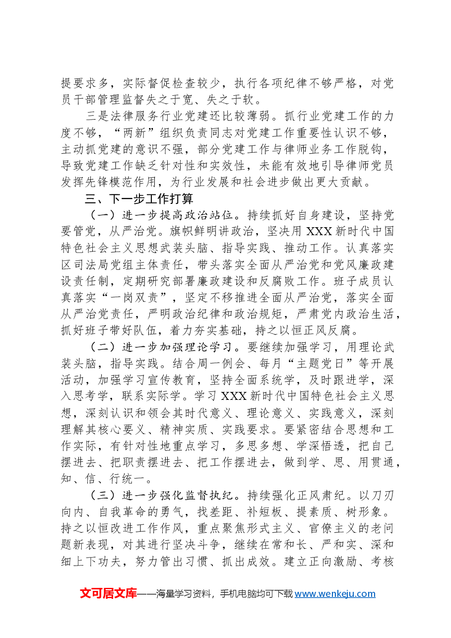 区司法局落实全面从严治党主体责任情况报告.docx,第3页预览