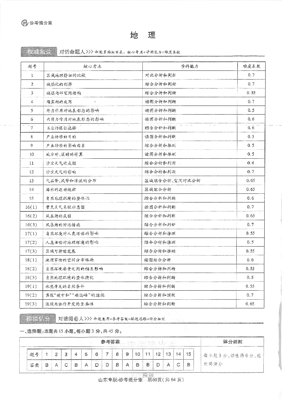 高考押题卷地理答案.pdf,第1页预览