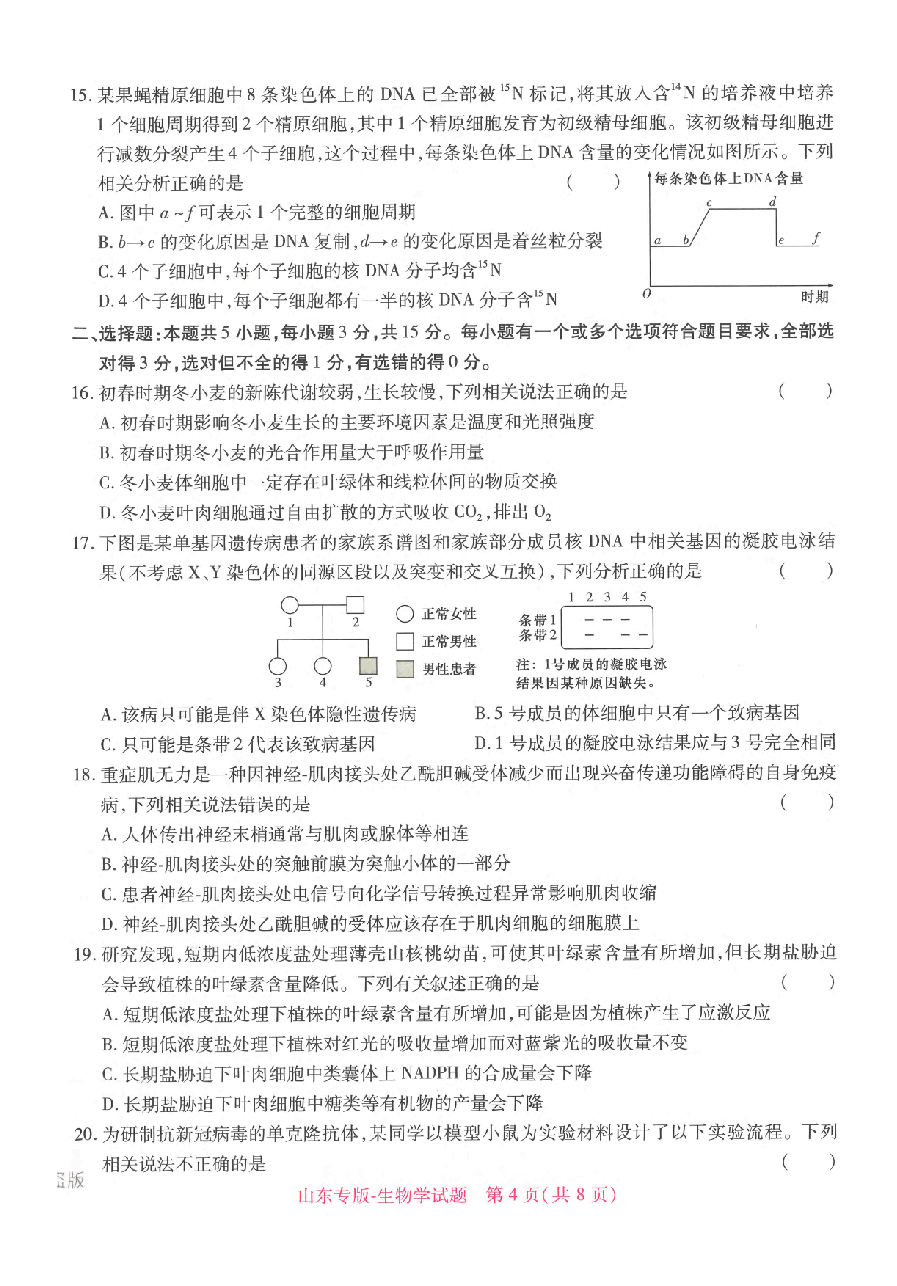 【1】《 高考押题卷》-山东专版:生物.pdf,第4页预览