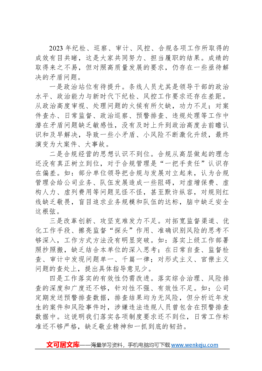 2024年纪检风控工作会领导讲话.docx,第4页预览