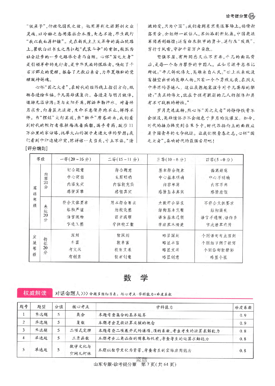 《 高考押题卷》-山东专版:数学-答案解析.pdf,第1页预览