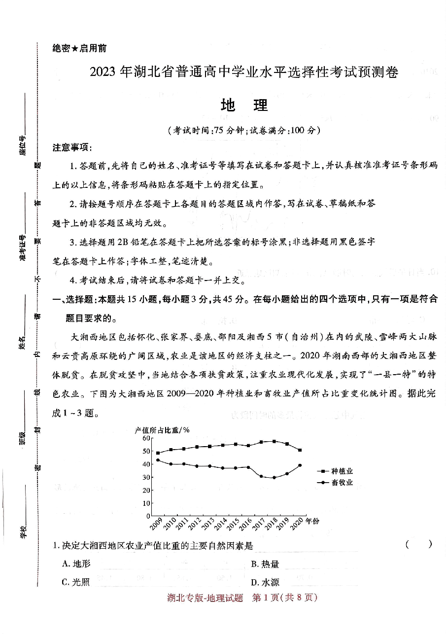 高考押题卷2023--湖北专版-地理.pdf,第1页预览