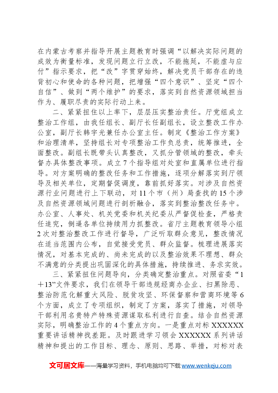 XX厅党组关于2024年主题教育整治整改情况的汇报提纲.docx,第2页预览