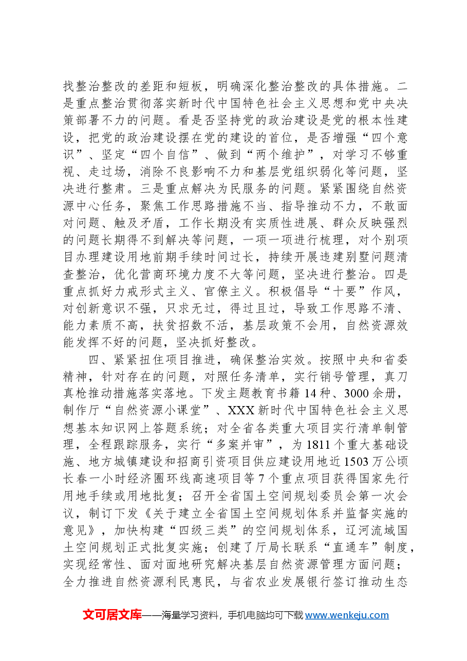 XX厅党组关于2024年主题教育整治整改情况的汇报提纲.docx,第3页预览