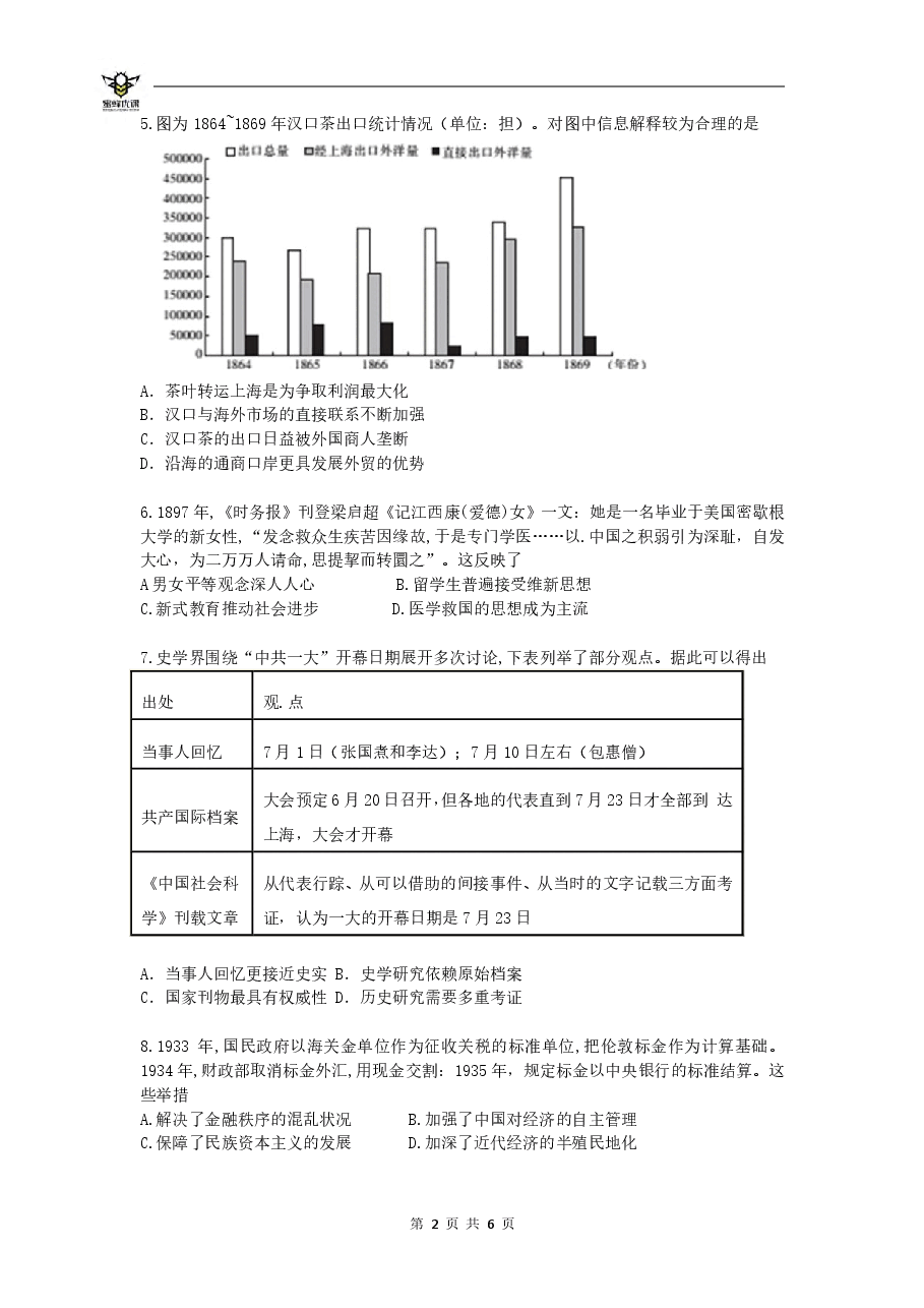 【2022年】高考押题卷【历史】八套冲刺卷-7.pdf,第2页预览