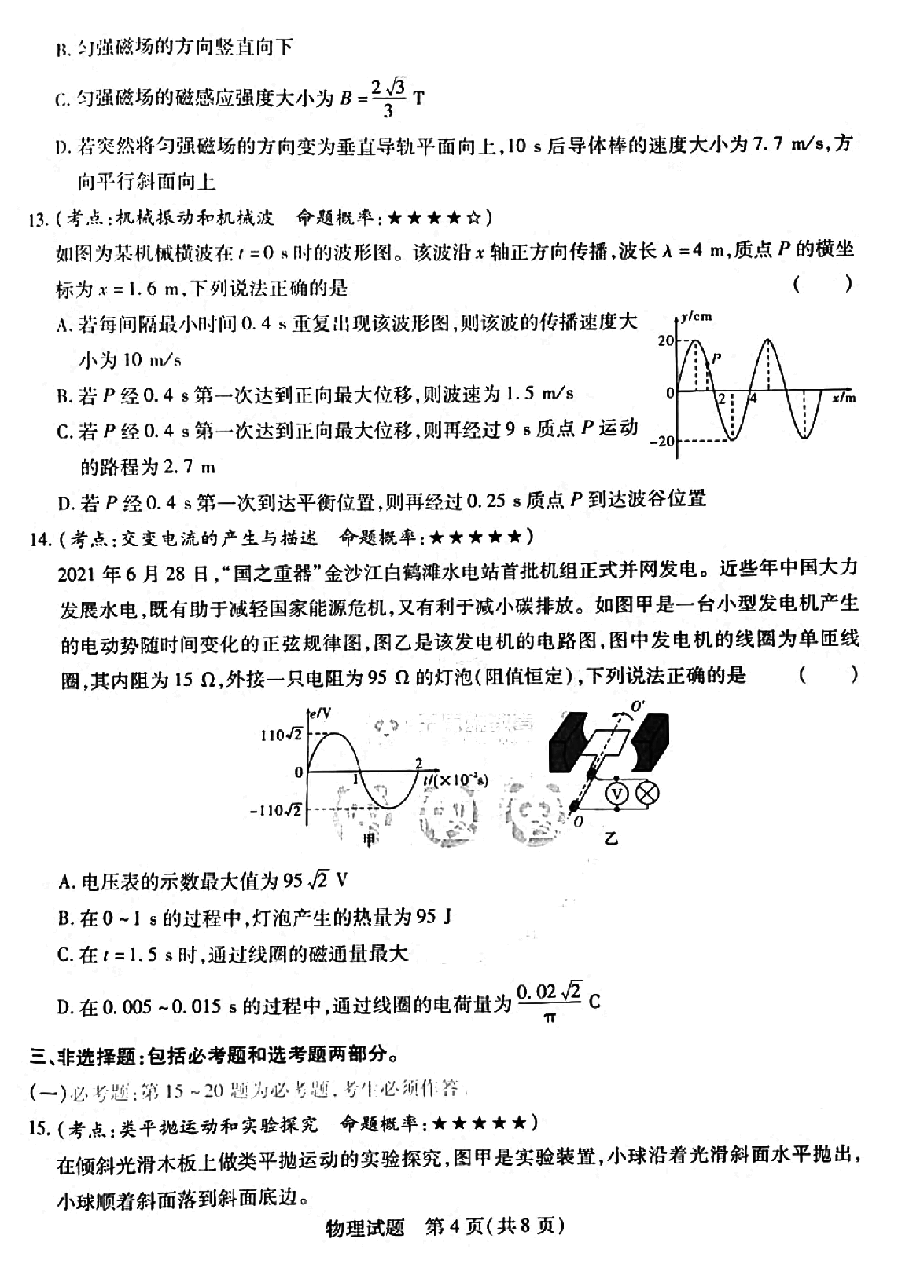 【2022年】高考押题卷王后雄-倍多分押题卷-物理【新高考版】.pdf，第4页预览
