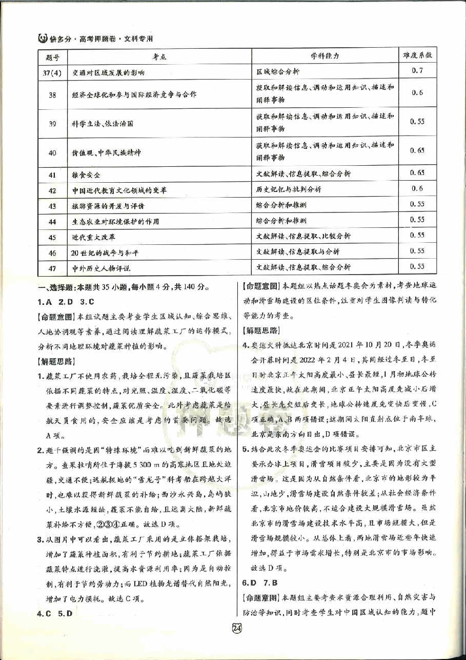 【2022年】高考押题卷王后雄-倍多分-文综答案【全国卷】.pdf,第3页预览