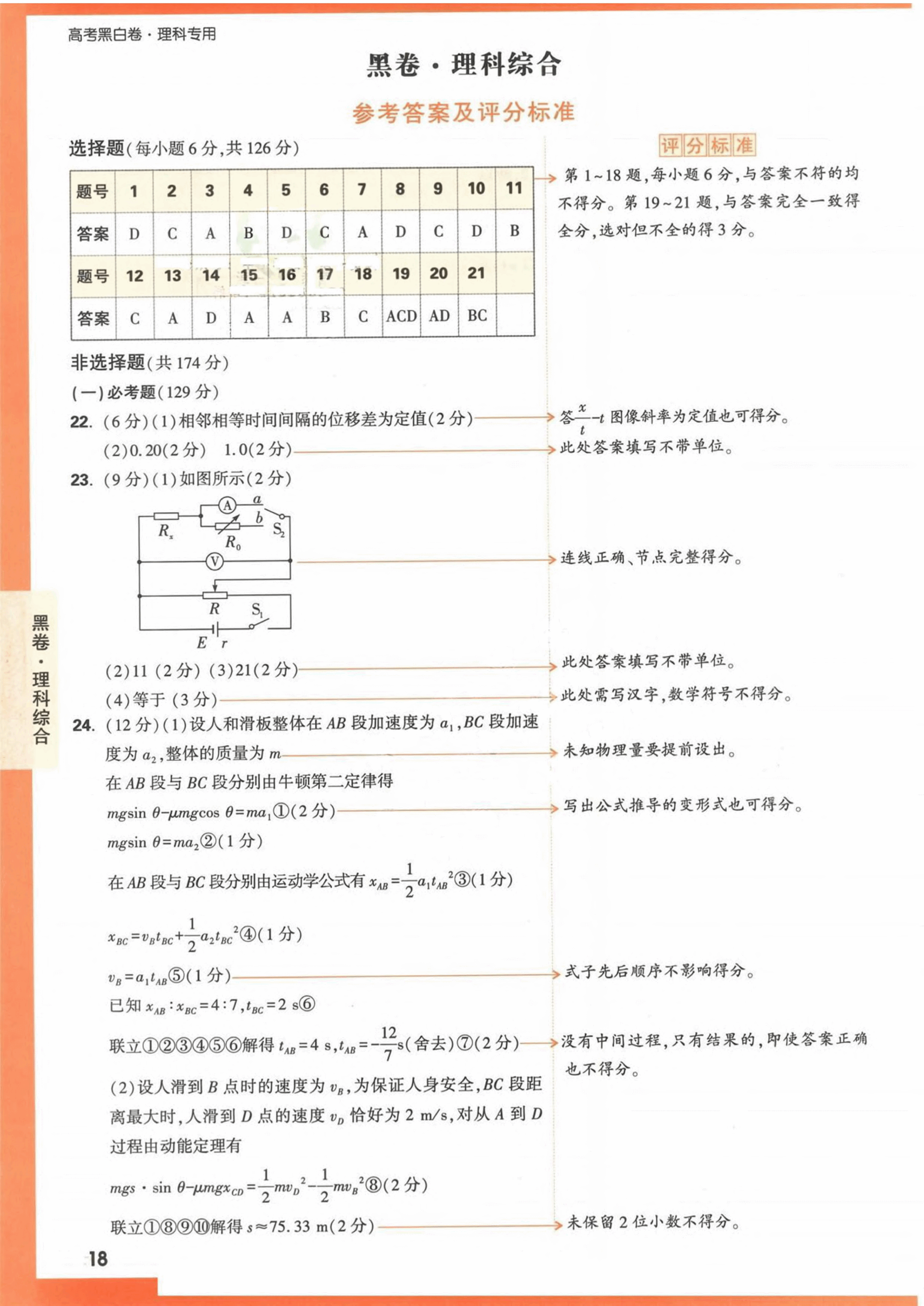 【23押题卷丨黑白卷丨老教材】理综黑卷+白卷答案解析.pdf,第1页预览