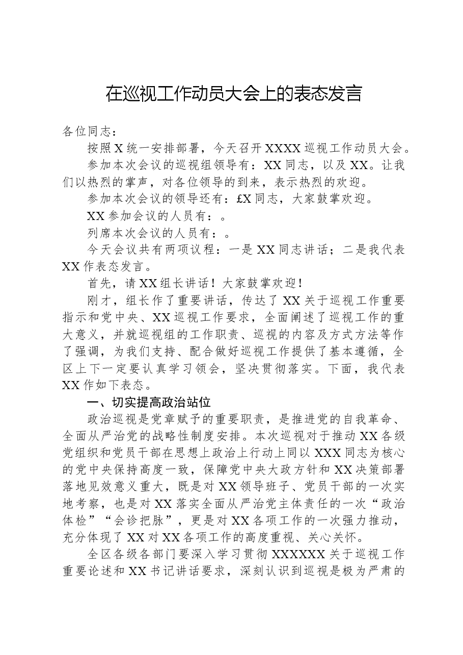 在巡视工作动员大会上的表态发言.docx,第1页预览
