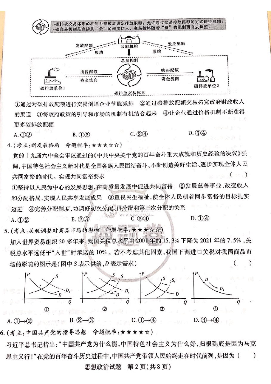 【2022年】高考押题卷王后雄-倍多分押题卷-政治【新高考版】.pdf,第2页预览