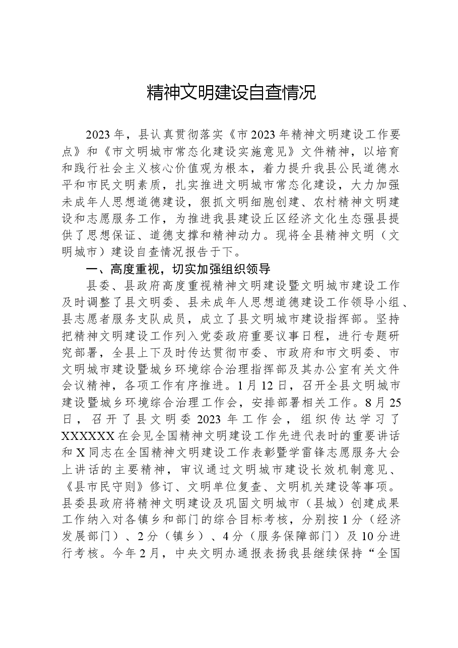 精神文明建设自查情况.docx，第1页预览