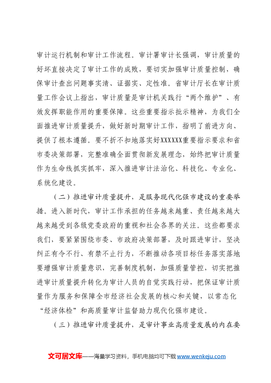 在全市审计质量工作现场推进会上的讲话.docx,第2页预览